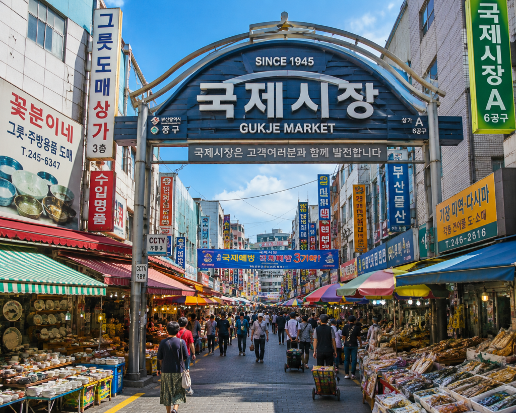 Gukje Market shopping street in Busan, South Korea