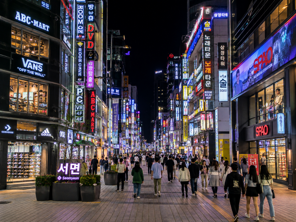 Seomyeon shopping and nightlife district in Busan, South Korea