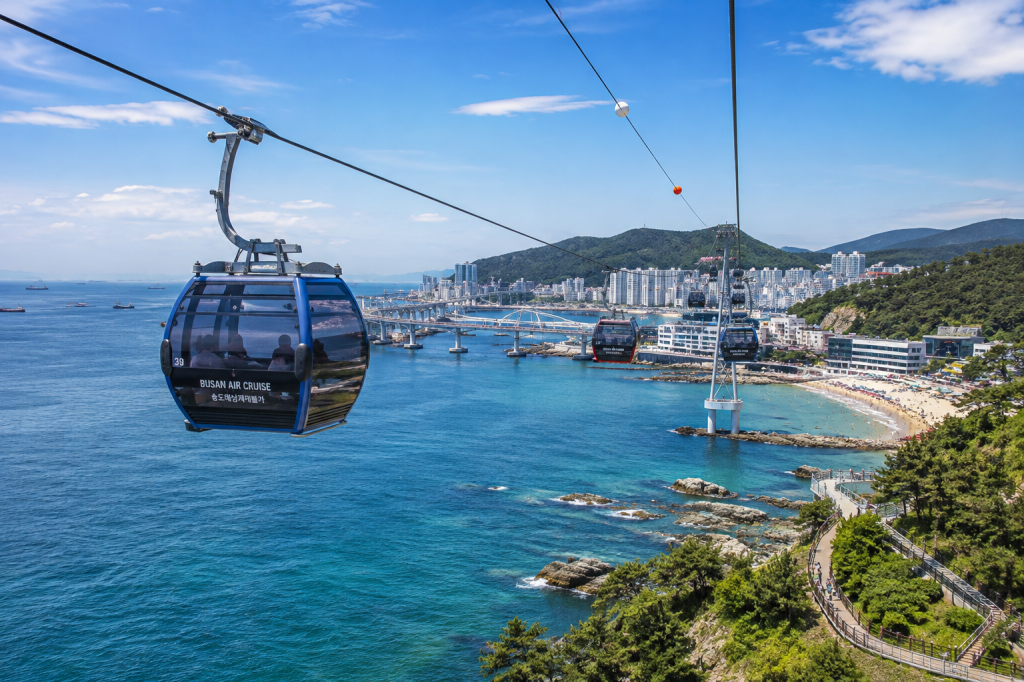Songdo Marine Cable Car over the sea in Busan, South Korea