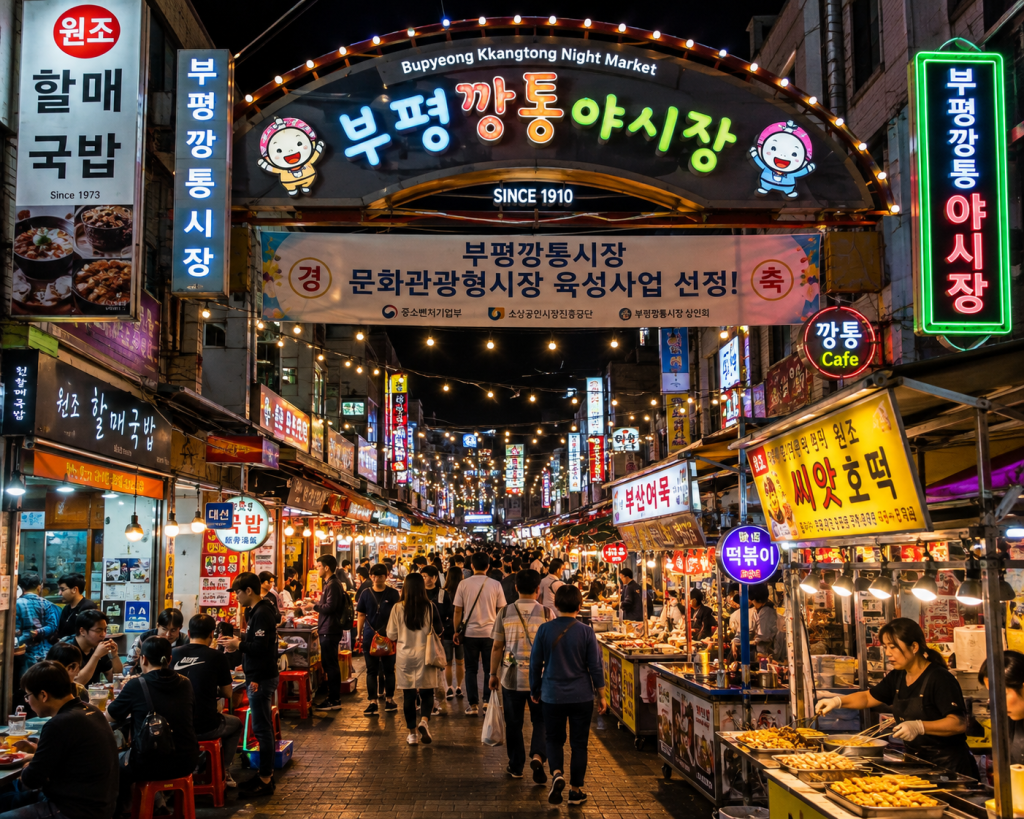 Bupyeong Kkangtong Market night market in Busan, South Korea